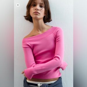 Zara Ribbed Boatneck Tshirt in Fuchsia